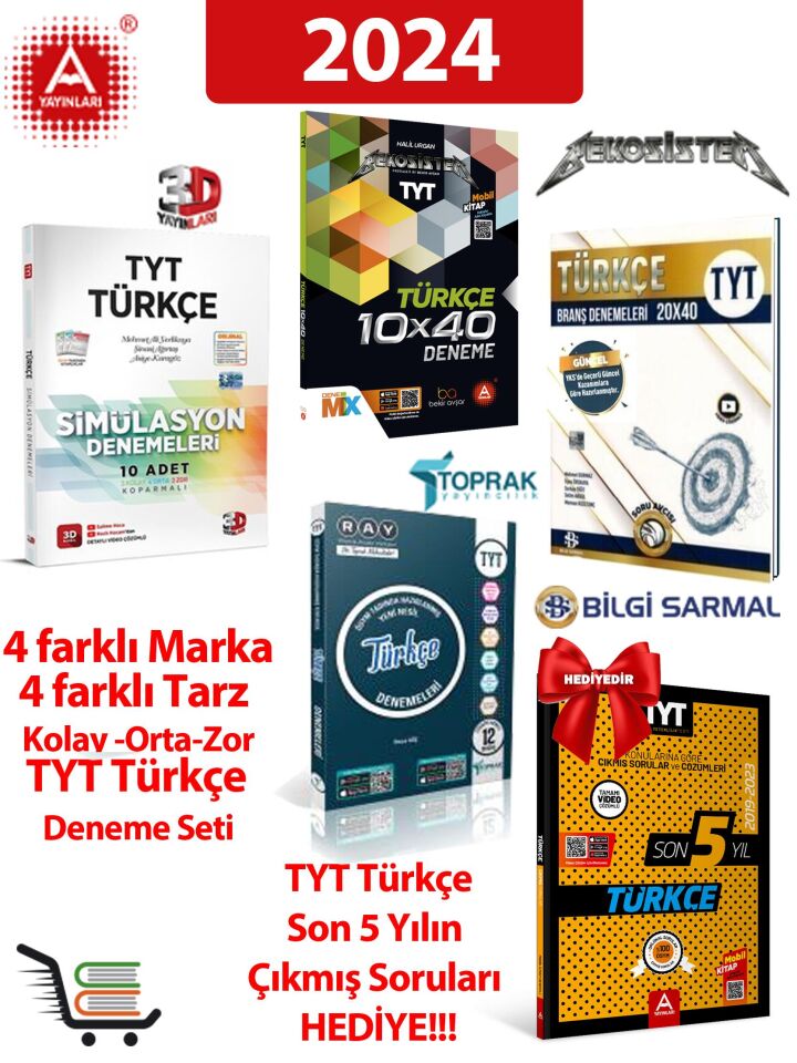 TYT Türkçe Deneme Seti Kolay-Orta-Zor TYT Türkçe Çıkmış Sorular Hediyeli!
