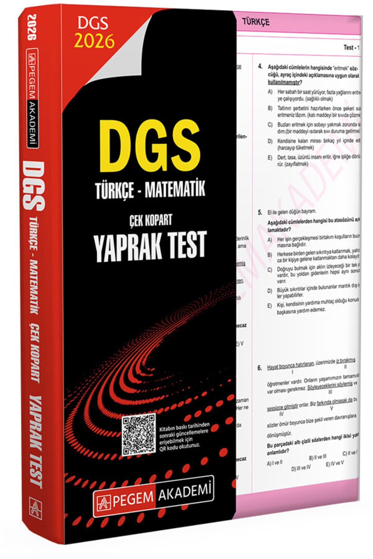 Pegem DGS Türkçe-Matematik Çek Kopart Yaprak Test