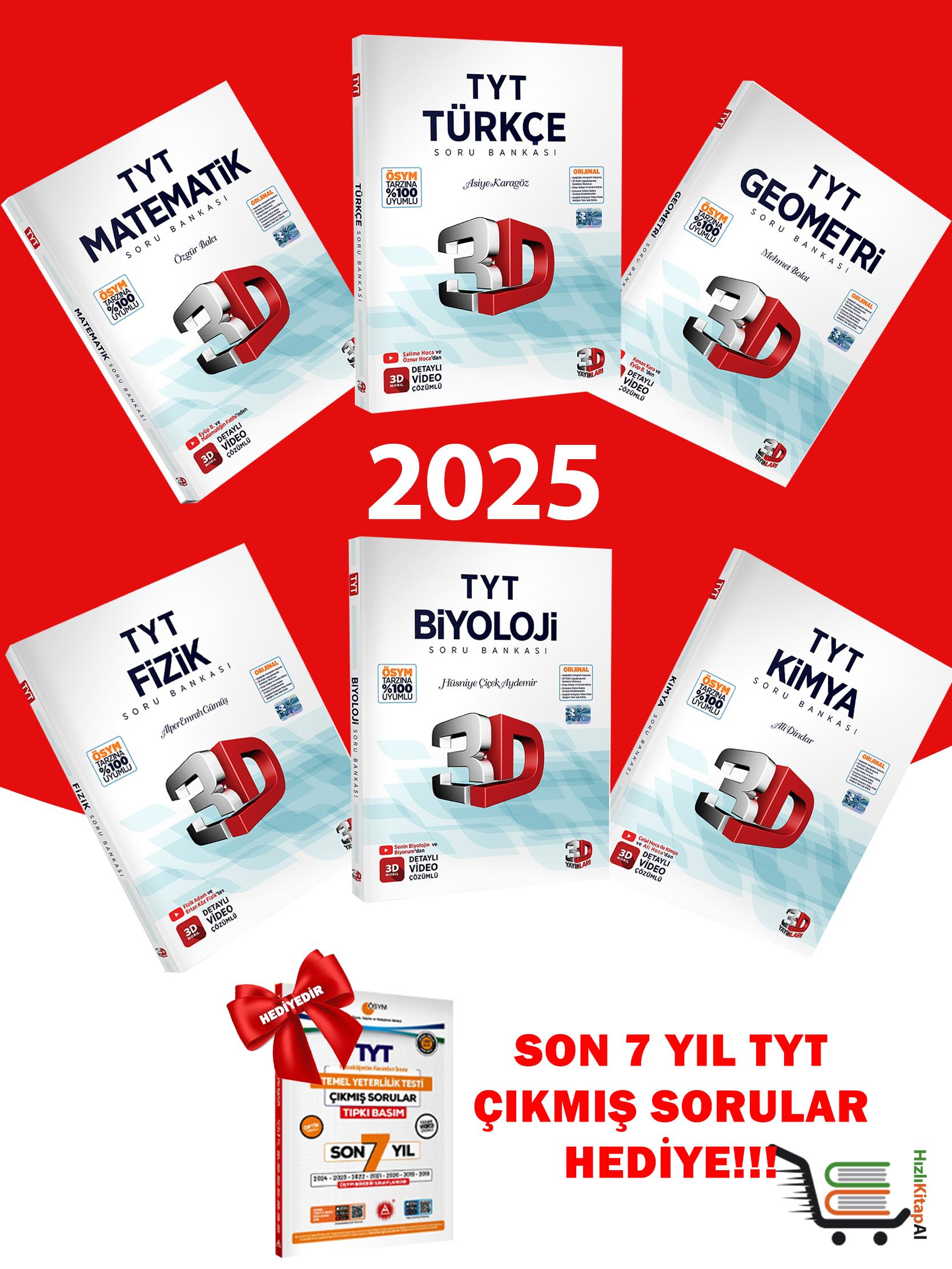 2025 Tyt Matematik Türkçe Geometri Fizik Biyoloji Kimya Soru Bankası Seti Hediyeli!
