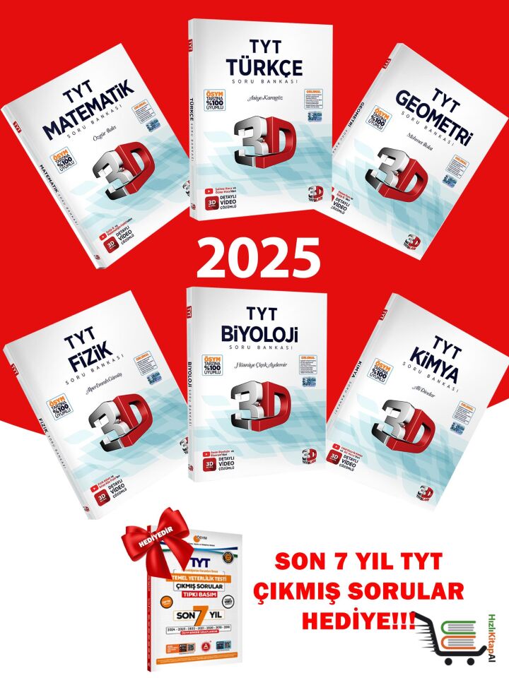 2025 Tyt Matematik Türkçe Geometri Fizik Biyoloji Kimya Soru Bankası Seti Hediyeli!