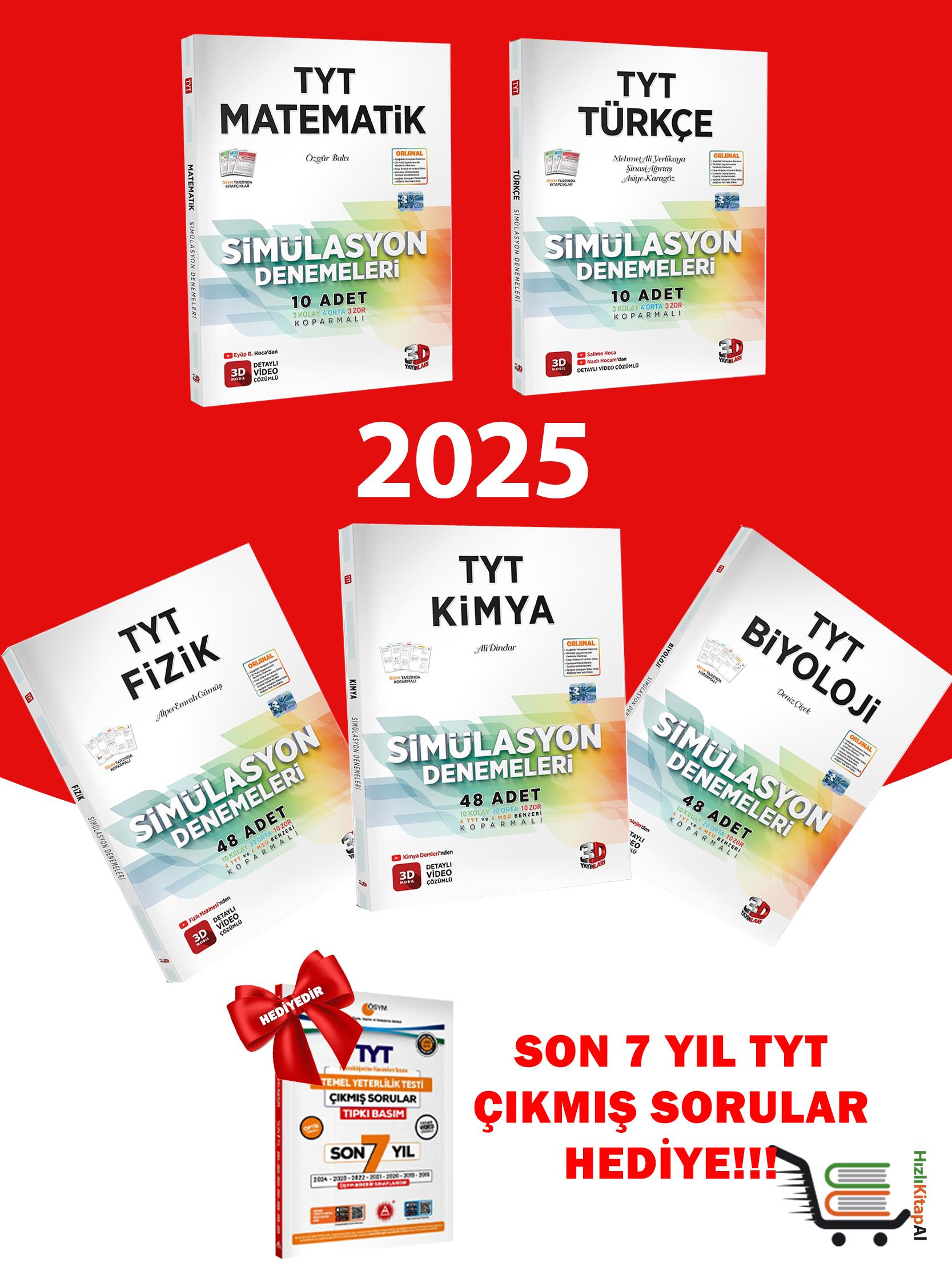2025 Tyt Matematik Türkçe Fizik Kimya Biyoloji Soru Bankası Seti Hediyeli!