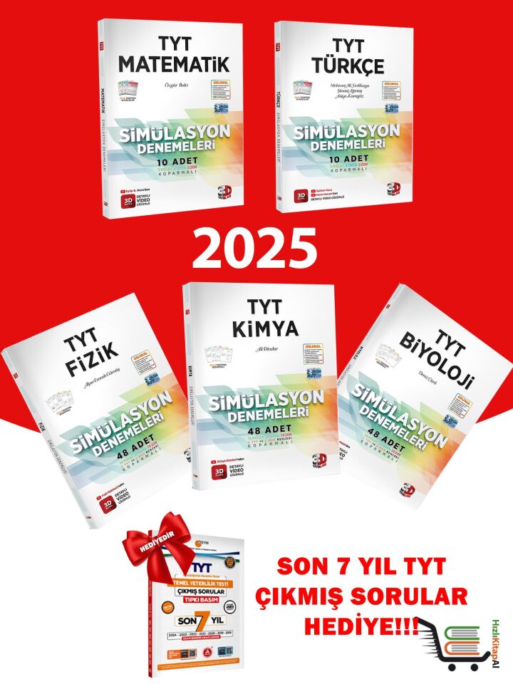 2025 Tyt Matematik Türkçe Fizik Kimya Biyoloji Soru Bankası Seti Hediyeli!