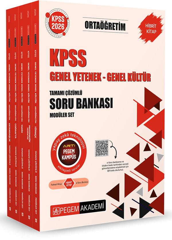 Pegem Ortaöğretim Soru Bankası Modüler Set Genel Yetenek Genel Kültür Tamamı Çözümlü (5 Kitap)