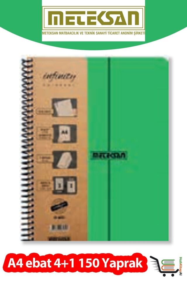 İnfinity Pastel A4 4+1 150 Yaprak PP Kapak Yeşil