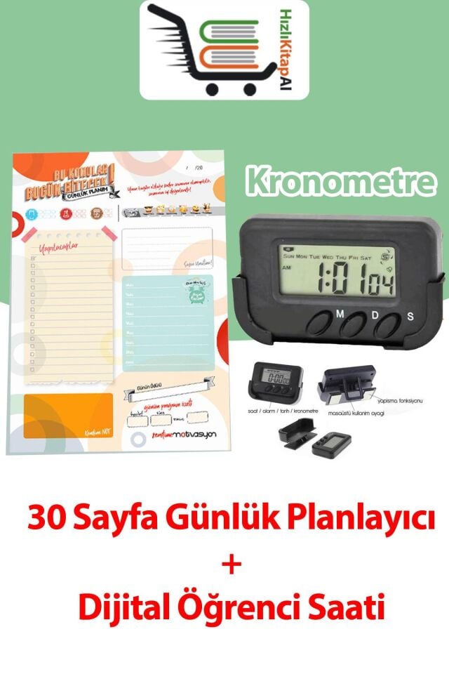 Günlük Planlayıcı 30 Sayfa+Kronometre Dijital Saat