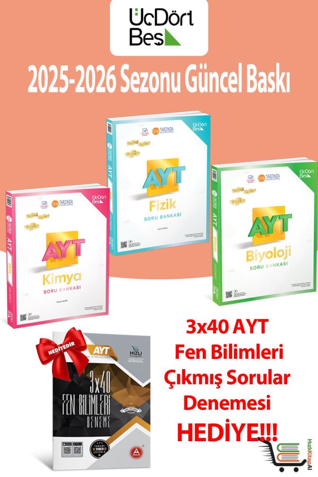 345-AYT Fizik Kimya Biyoloji Soru Bankası Seti Hediyeli!