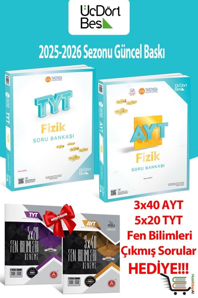 345 TYT-AYT Fizik Soru Bankası Seti + Fen Çıkmış Sorular Hediyeli