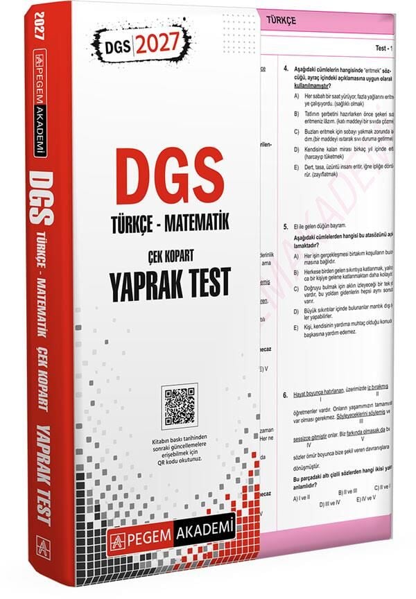 Pegem 2027 DGS Türkçe-Matematik Çek Kopart Yaprak Test