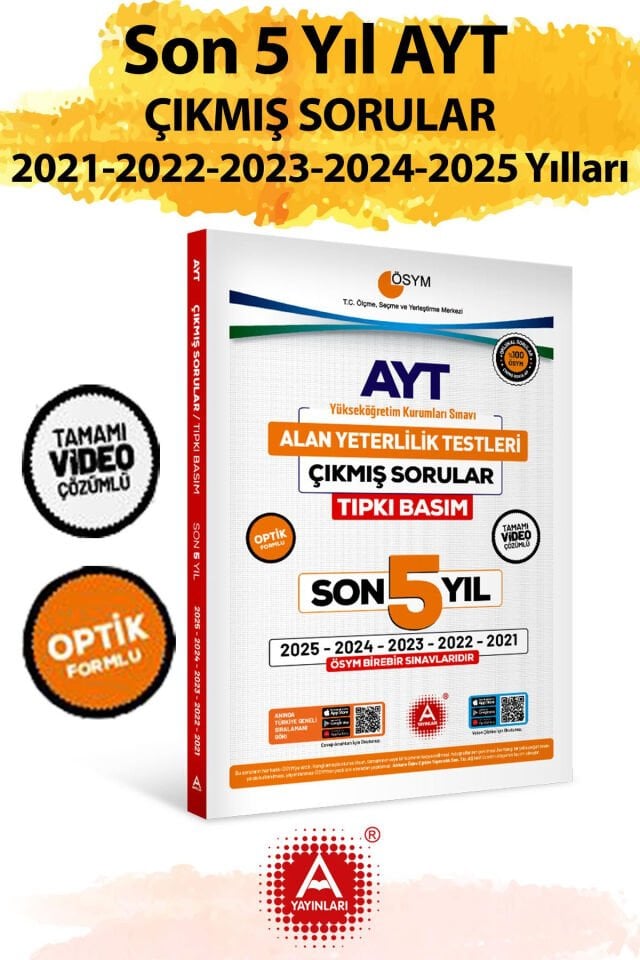 A Yayınları Son 5 Yıl AYT Çıkmış Sorular - Tıpkı Basım - Bire Bir ÖSYM