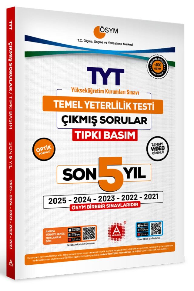Son 5 yıl TYT Çıkmış Sorular-Tıpkı Basım-Bire Bir ÖSYM-Tamamı Video Çözümlü