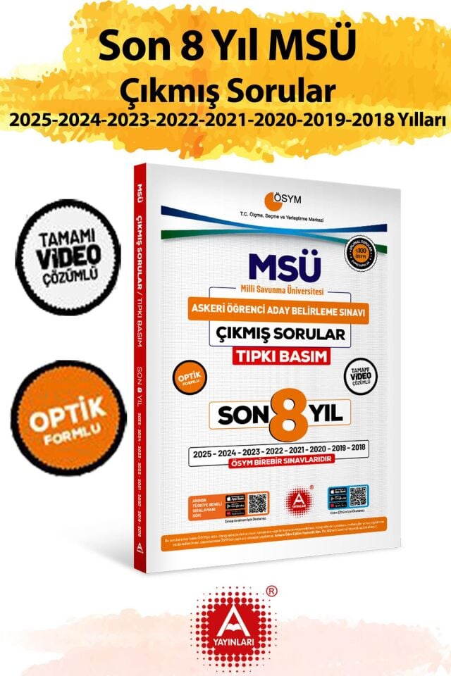 Son 8 yıl MSÜ Çıkmış Sorular-Tıpkı Basım-Bire Bir ÖSYM-Tamamı Video Çözümlü