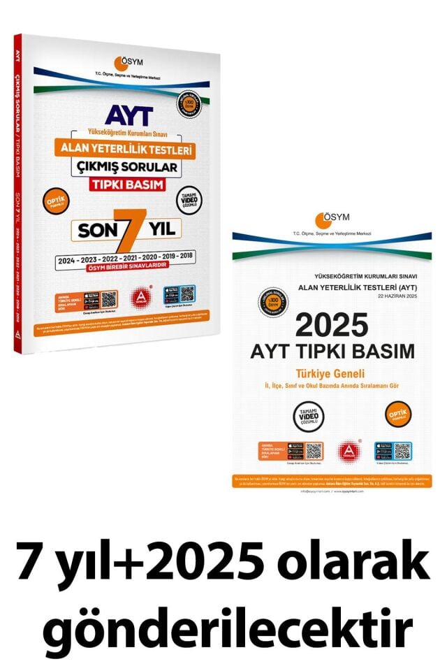 Son 8 yıl AYT Çıkmış Sorular-Tıpkı Basım-Bire Bir ÖSYM-Tamamı Video Çözümlü