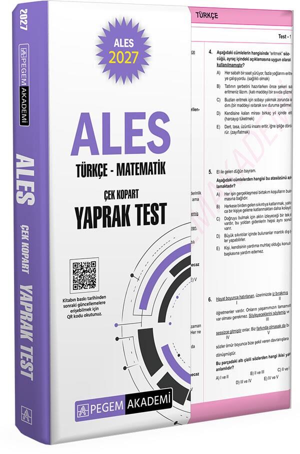 Pegem 2027 ALES Yaprak Test Türkçe-Matematik Çek Kopart