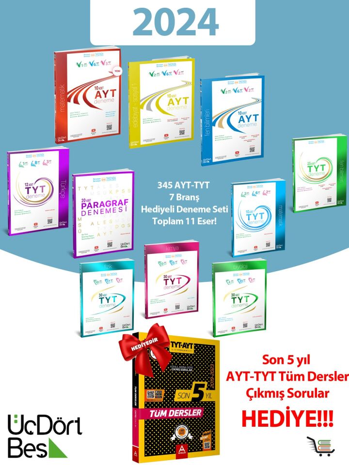 345-2024 Model AYT-TYT Deneme Seti HEDİYELİ Toplam 11 Eser