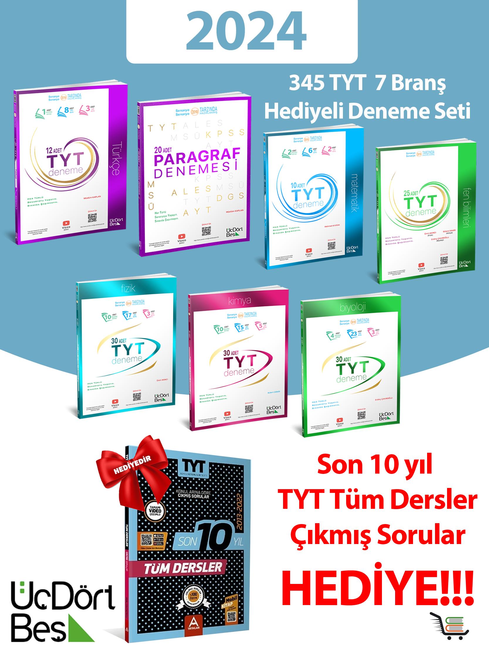 345-2024 Model TYT Deneme Seti HEDİYELİ Toplam 8 Eser