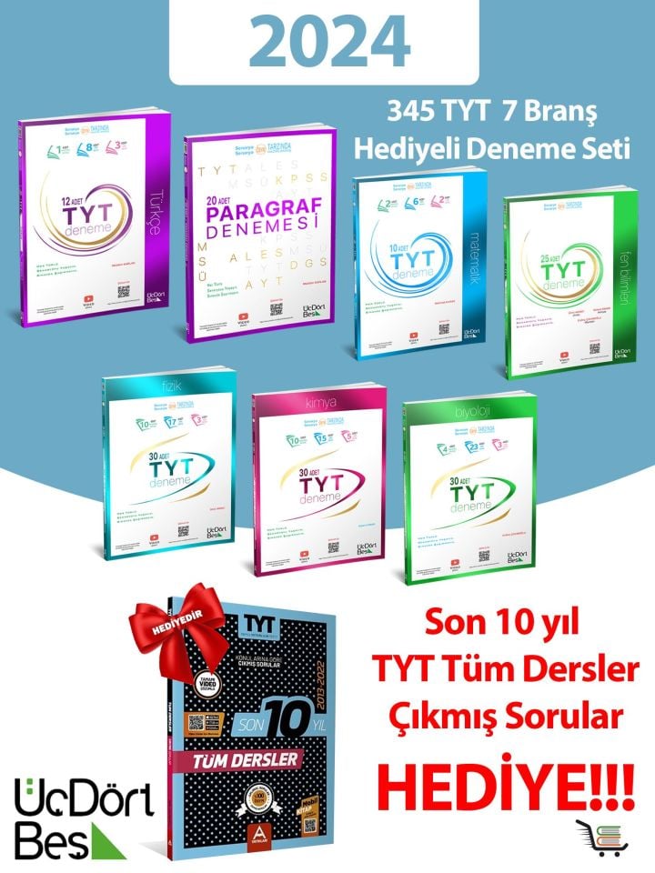 345-2024 Model TYT Deneme Seti HEDİYELİ Toplam 8 Eser