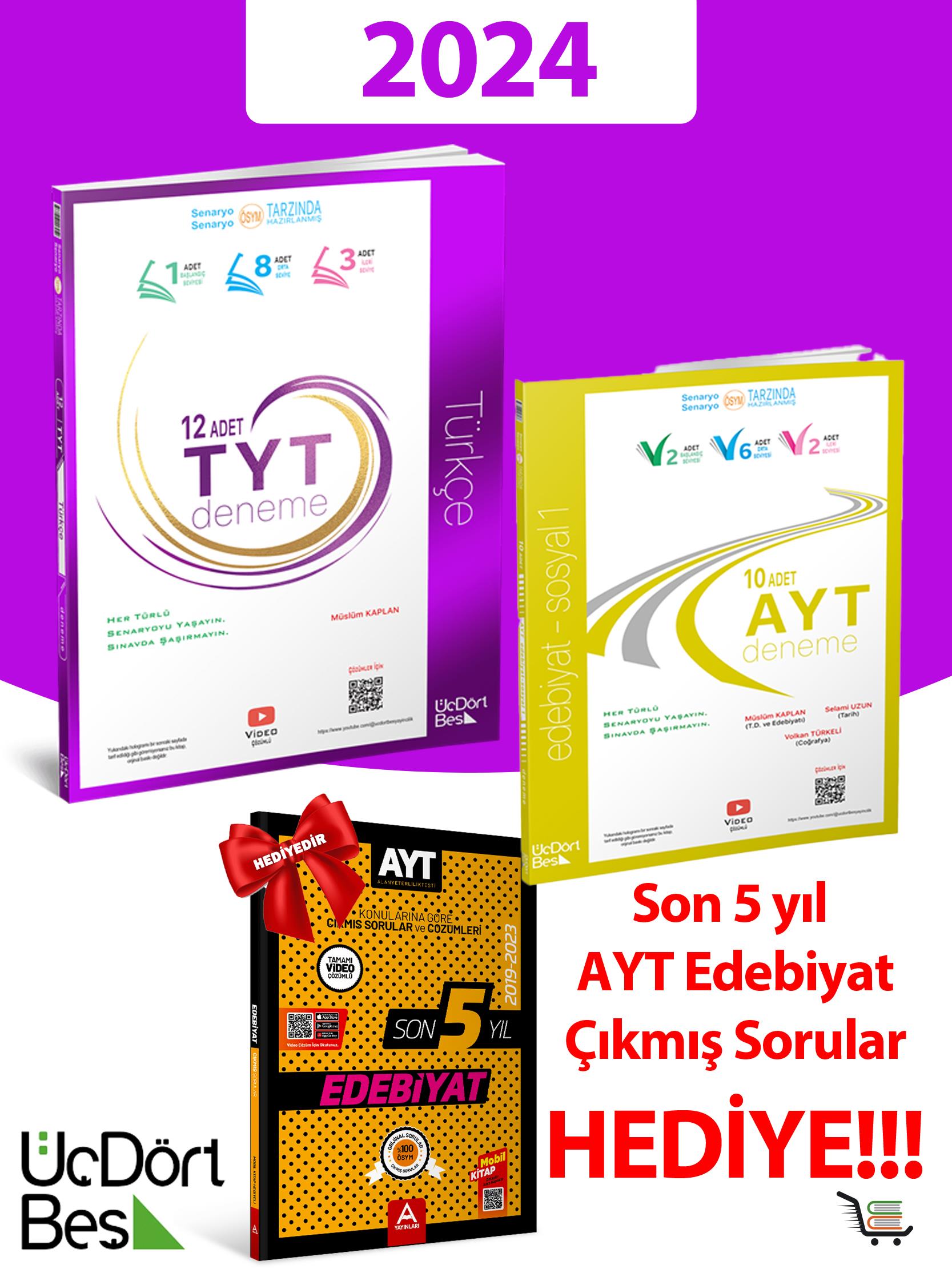 345-2024 Model AYT-TYT Edebiyat-Türkçe Deneme Seti HEDİYELİ Toplam 3 Eser