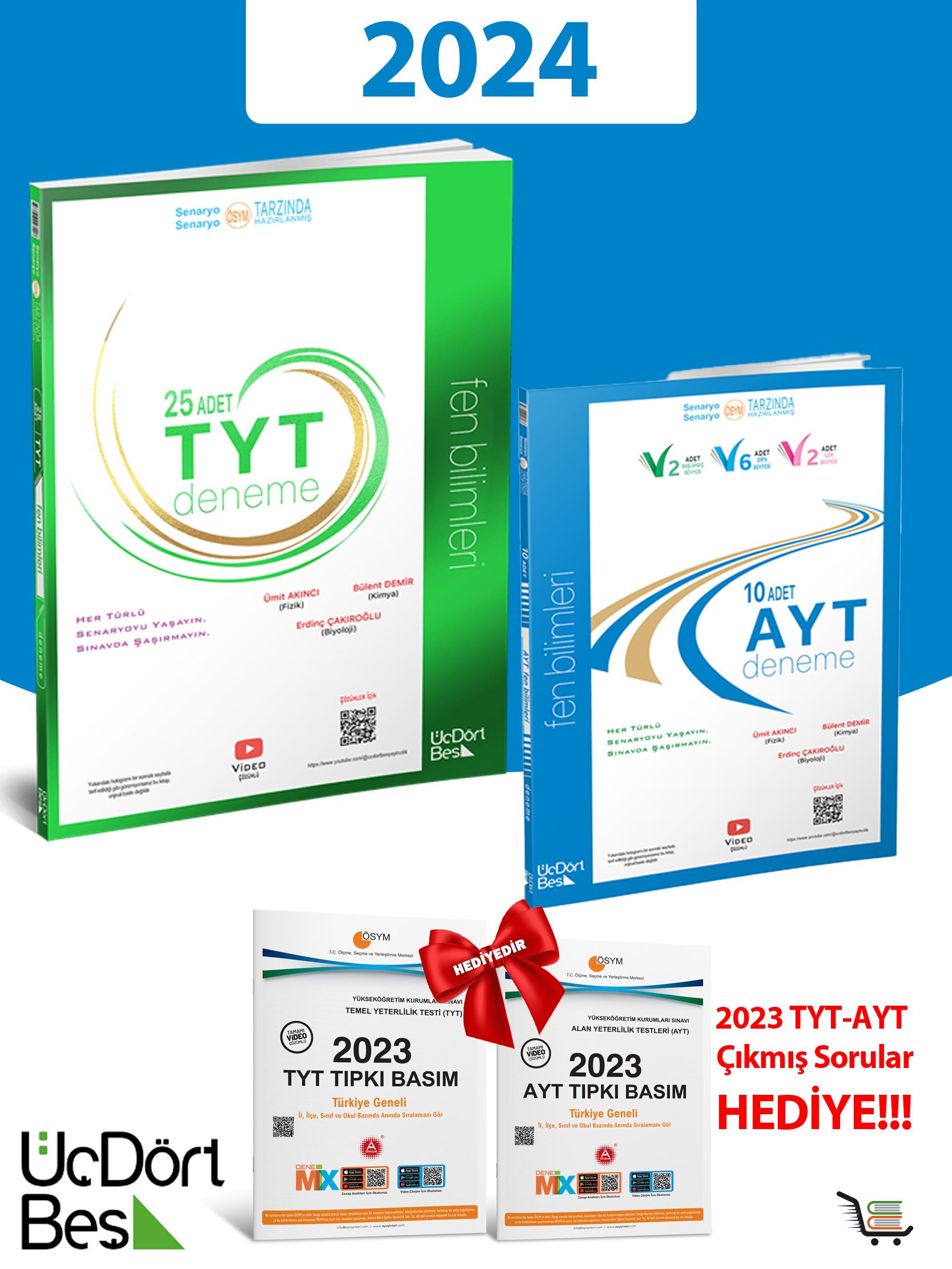 345-2024 Model AYT-TYT Fen Bilimleri Deneme Seti HEDİYELİ Toplam 4 Eser