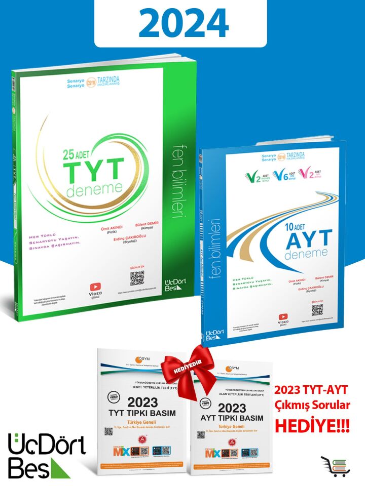 345-2024 Model AYT-TYT Fen Bilimleri Deneme Seti HEDİYELİ Toplam 4 Eser