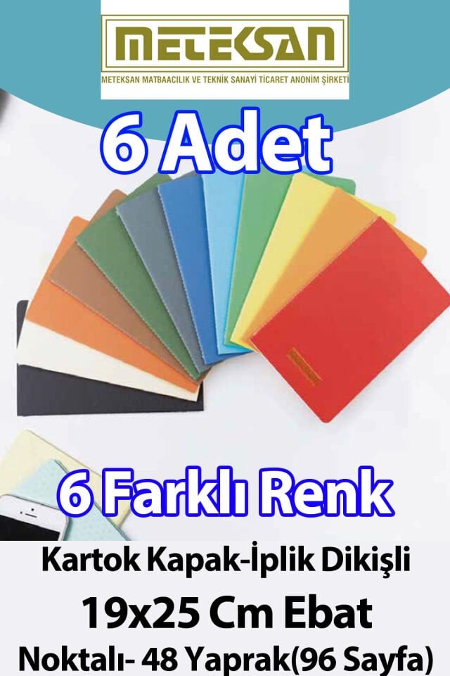 Meteksan 6'lı Büyük Boy Karışık Renkli Not Defteri Seti
