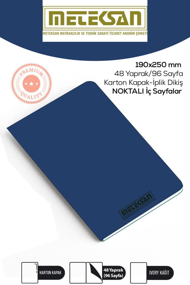 Meteksan Mavi 19x25 Cm Ebat Not Defteri