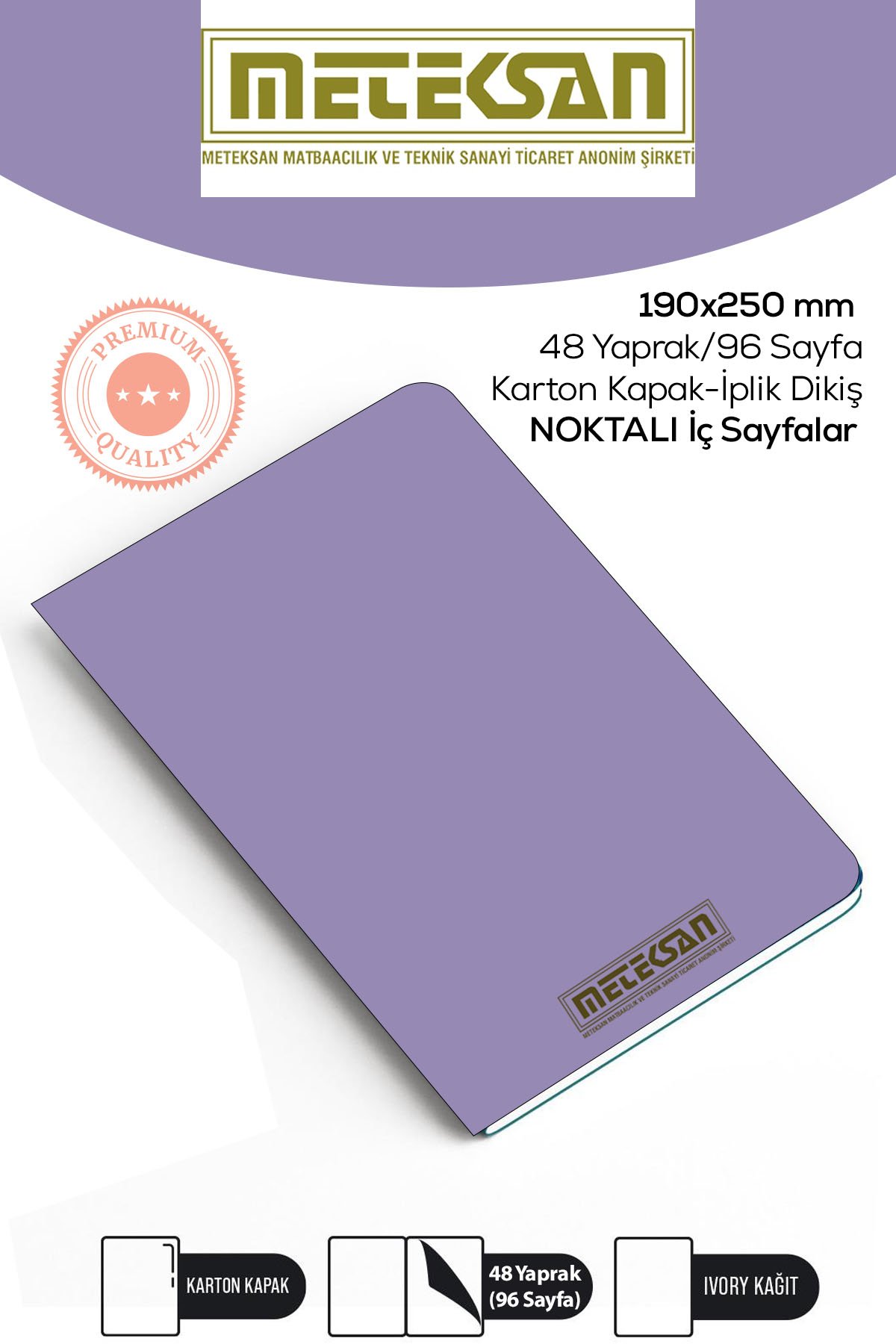 Lila 19x25 Cm Ebat Not Defteri
