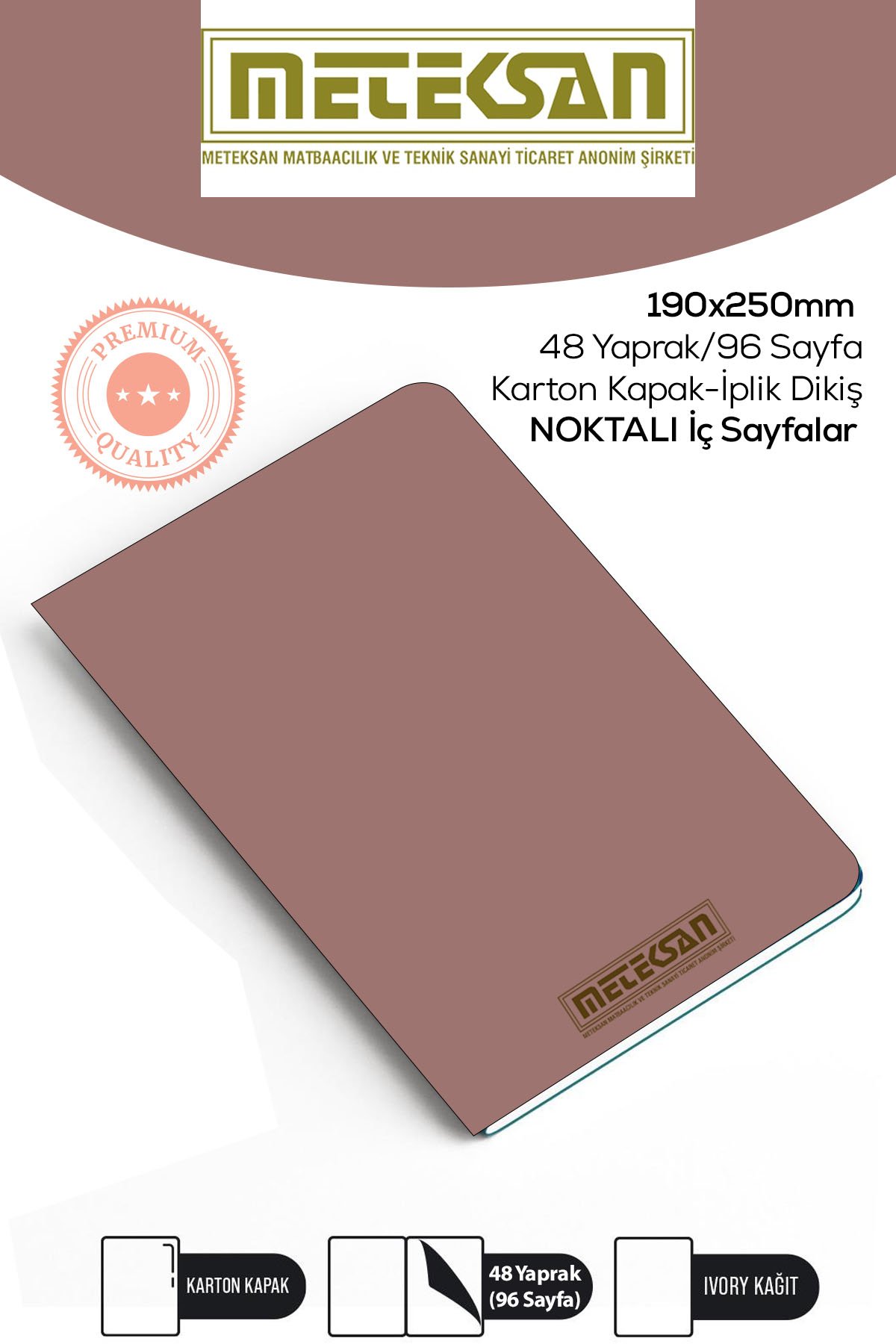 Meteksan Pembe 19x25 Cm Ebat Not Defteri