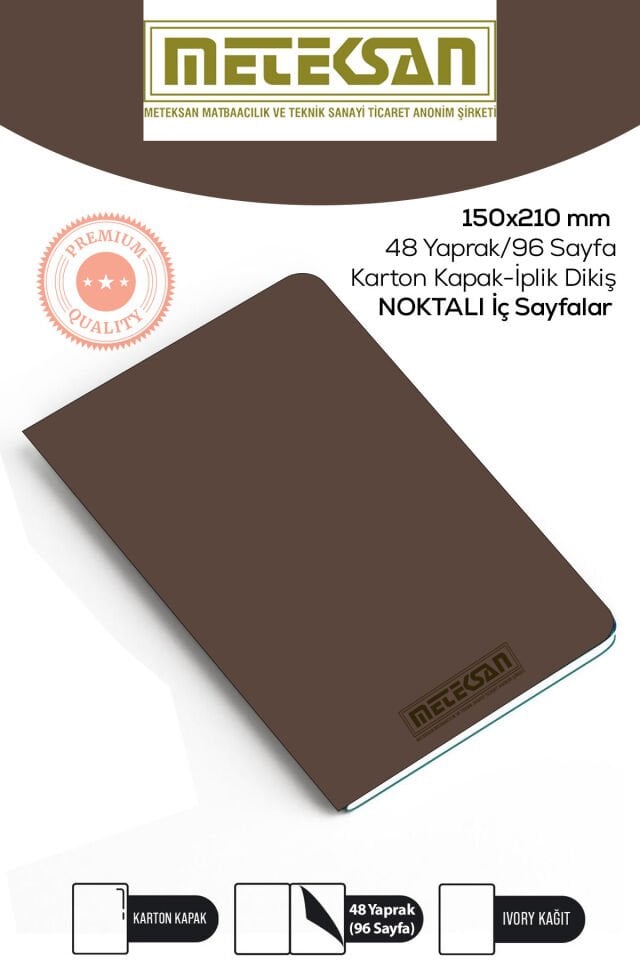 Meteksan Kahverengi 15x21 Cm A5 Ebat Not Defteri