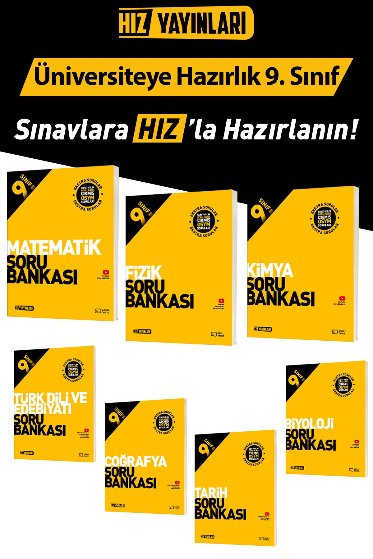 Hız Yayınları 9. Sınıf Tüm Dersler Soru Bankası Seti Güncel Basım