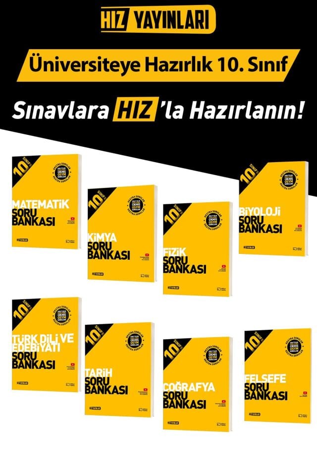 Hız Yayınları 10. Sınıf Tüm Dersler Soru Bankası Seti