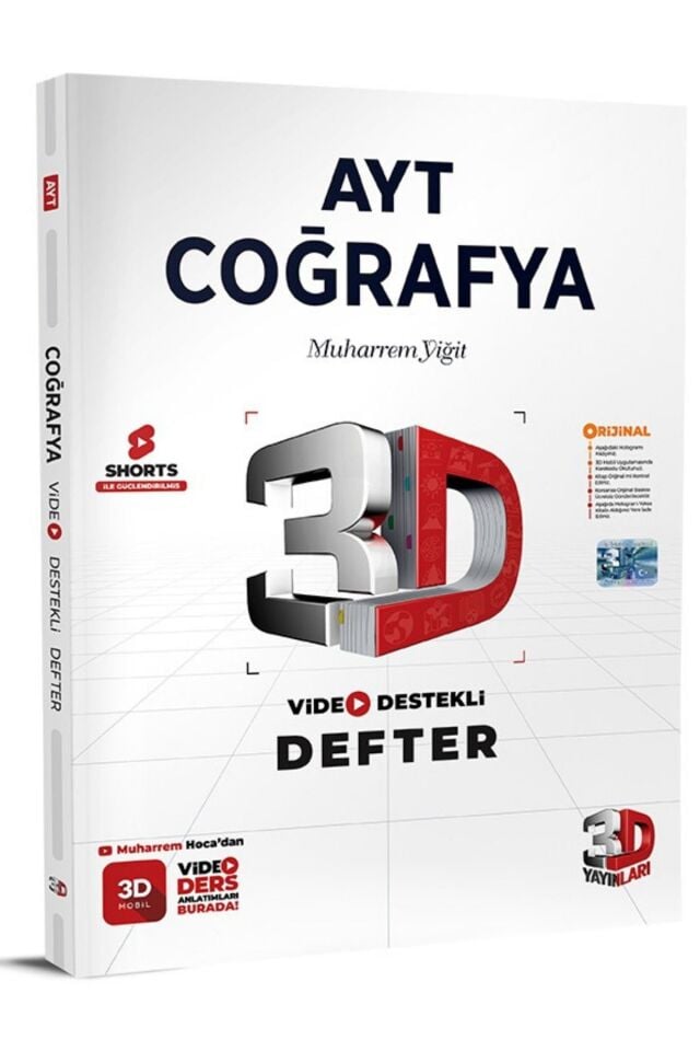 3D AYT Coğrafya Defter Video Destekli