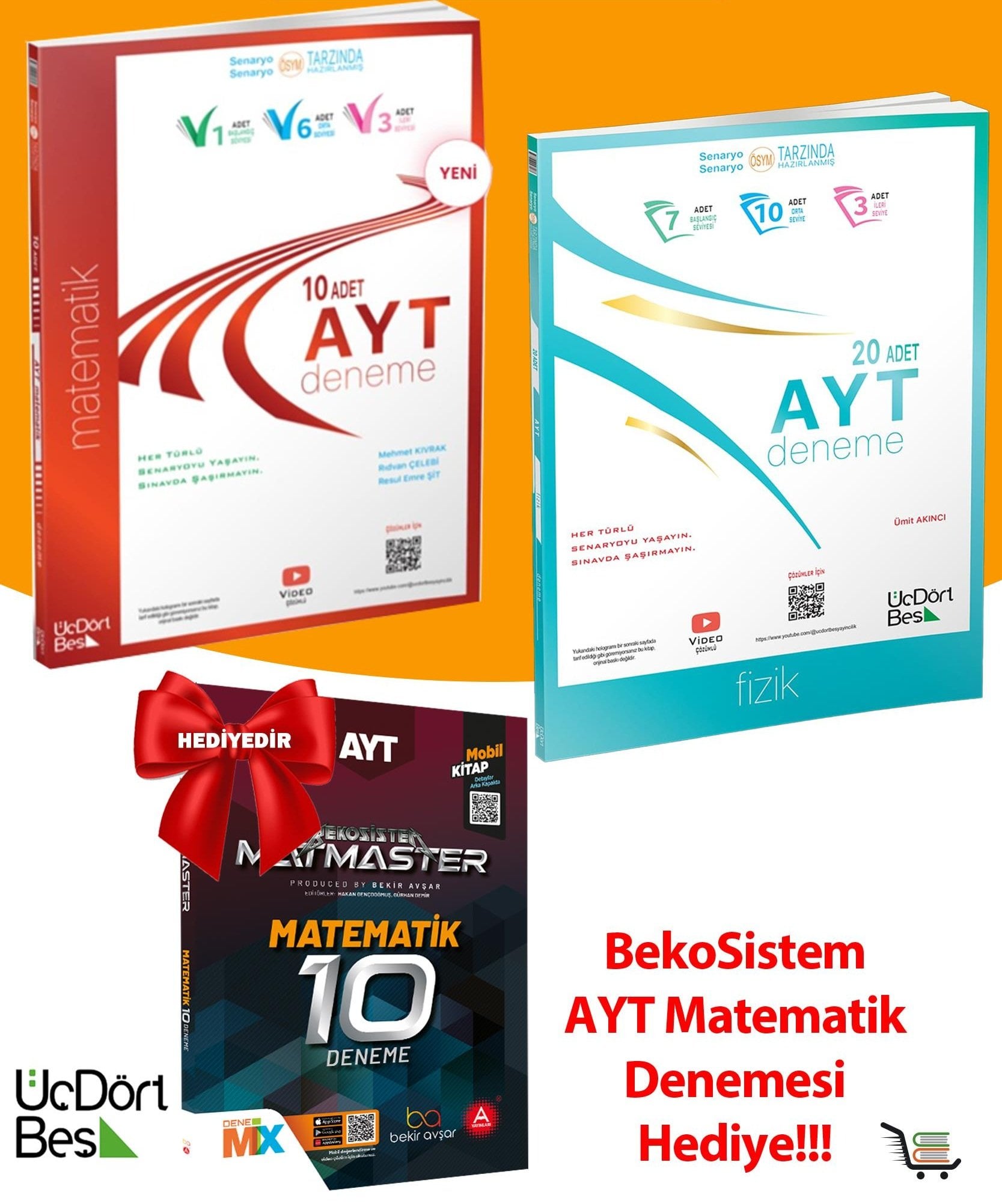 345 AYT Matematik ve Fizik Denemesi Seti + Hediye