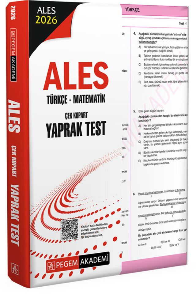 Pegem 2026 ALES Türkçe-Matematik Çek Kopart Yaprak Test