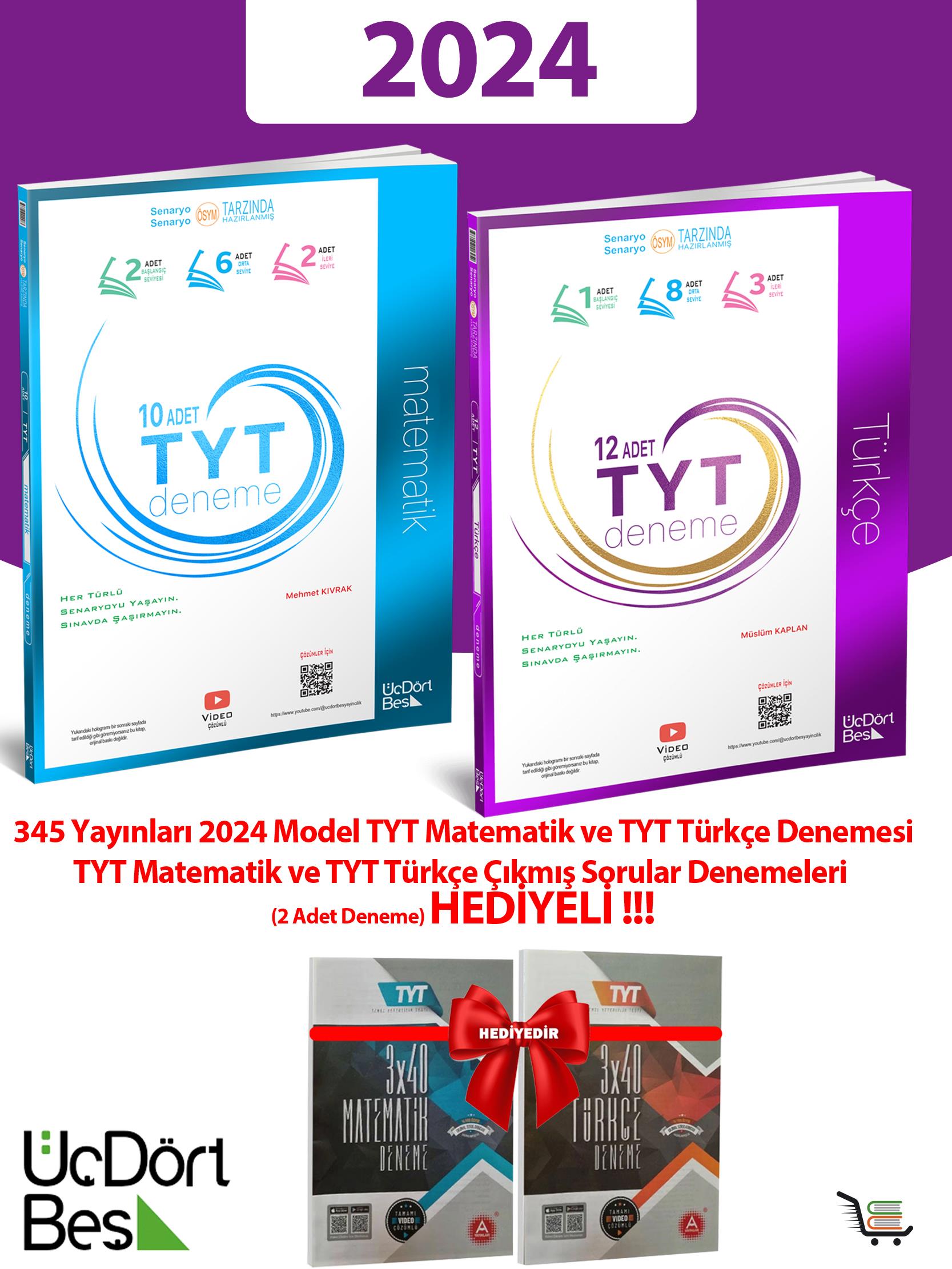 345-2024 Model TYT Matematik ve Türkçe Denemesi 2 Adet Deneme Hediyeli!!!