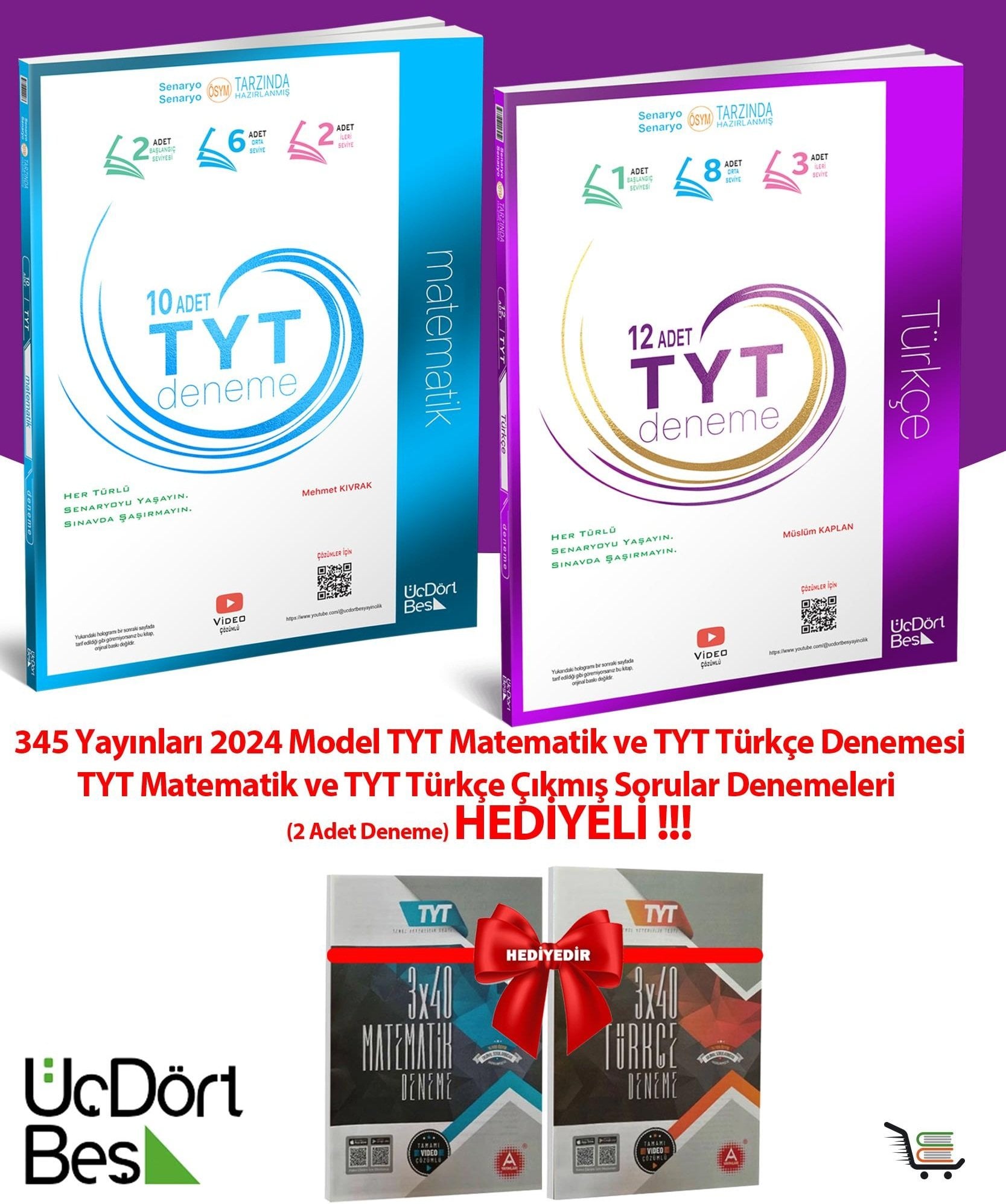 345 TYT Matematik ve Türkçe Denemesi + 2 Hediye Deneme