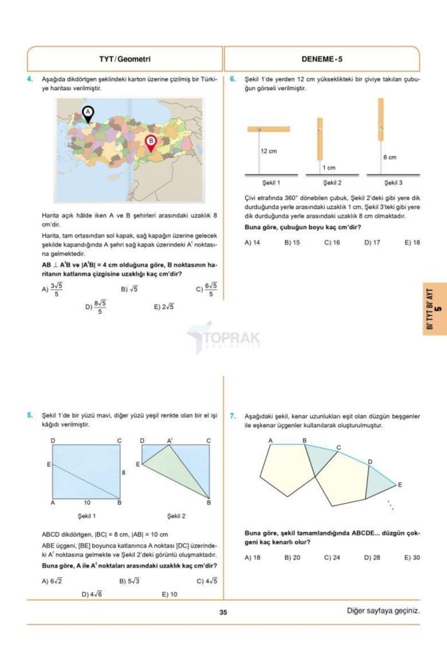 Toprak Tyt-Ayt Geometri Deneme Kitabı (20'Li)
