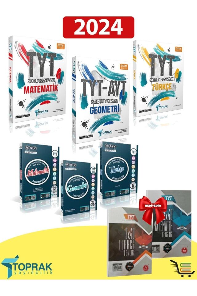 TYT Matematik-Geometri-Türkçe Soru Bankası ve Deneme Seti Hediyeli!