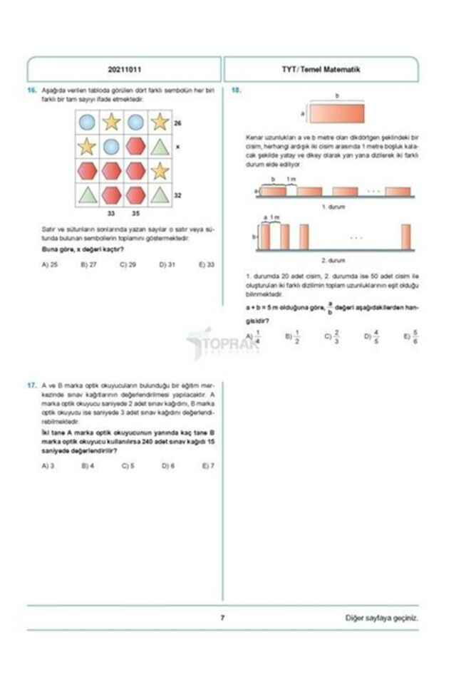 Toprak Tyt Matematik Deneme Kitabı (12'Li)