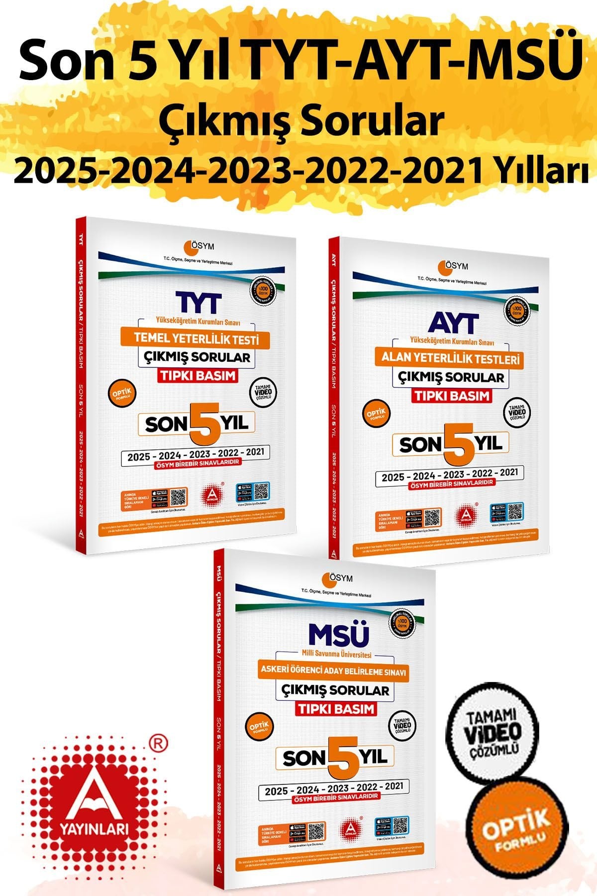 Son 5 Yıl TYT AYT MSÜ Çıkmış Sorular Tıpkı Basım 2026 Model 