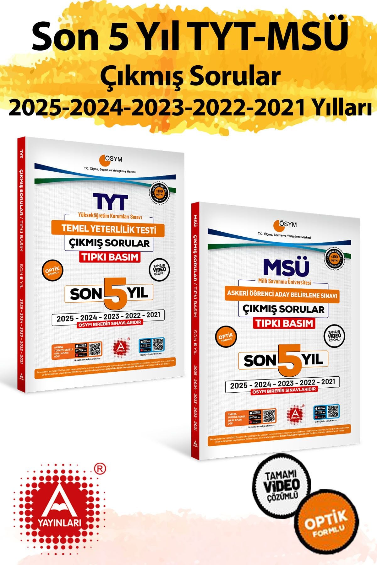 A Yayınları Son 5 Yıl TYT & MSÜ Çıkmış Sorular (2021-2025)