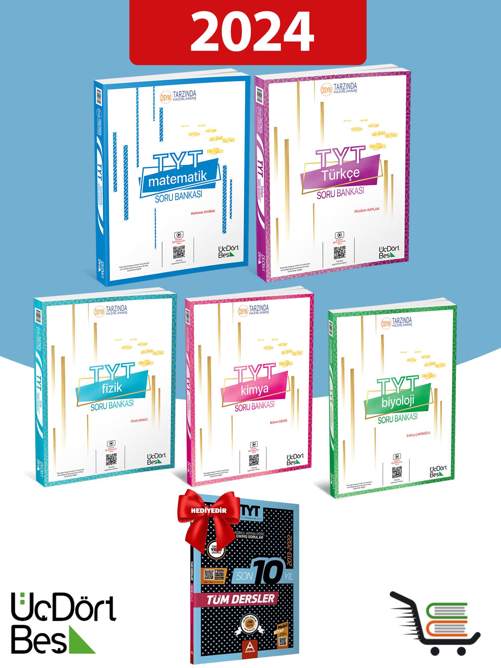 345 TYT Sayısal Soru Bankası Seti 2024 Model TYT Tüm Dersler Çıkmış Sorular Hediyeli!
