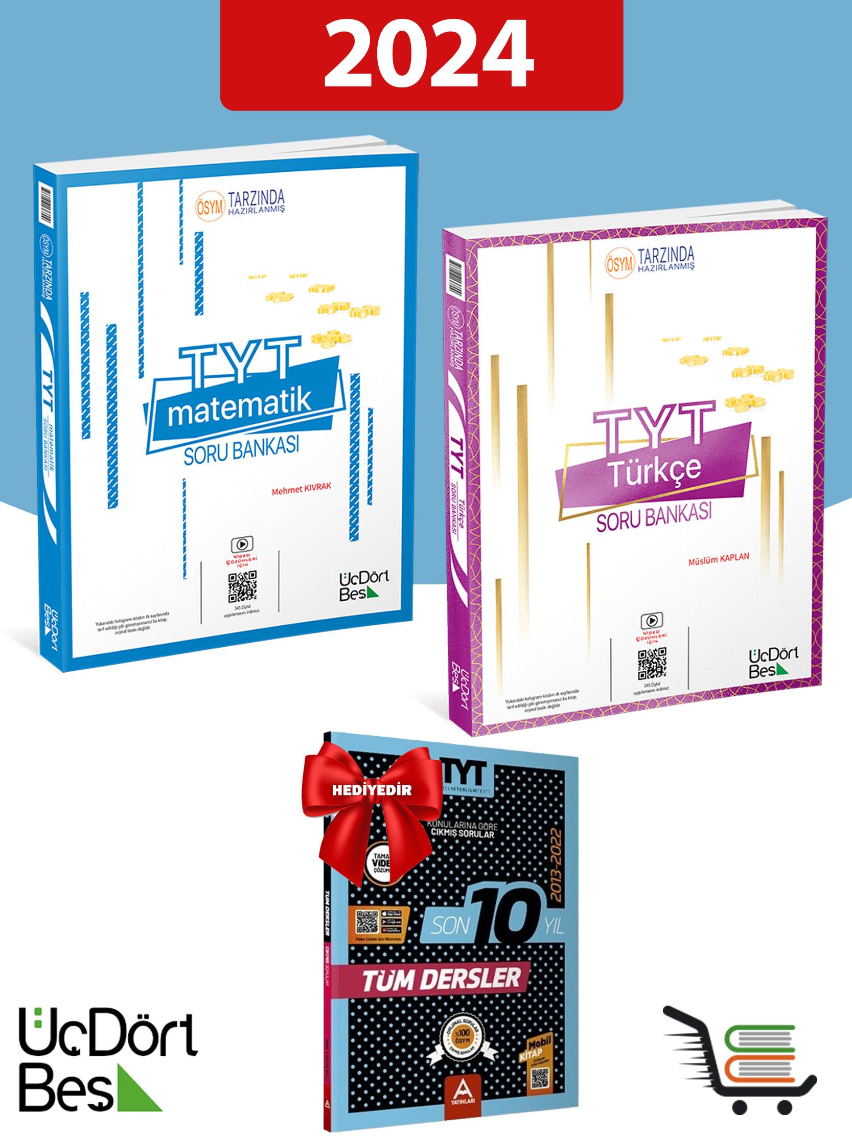 345 TYT Matematik-Türkçe Soru Bankası Seti 2024 Model TYT Tüm Dersler Çıkmış Sorular Hediyeli!