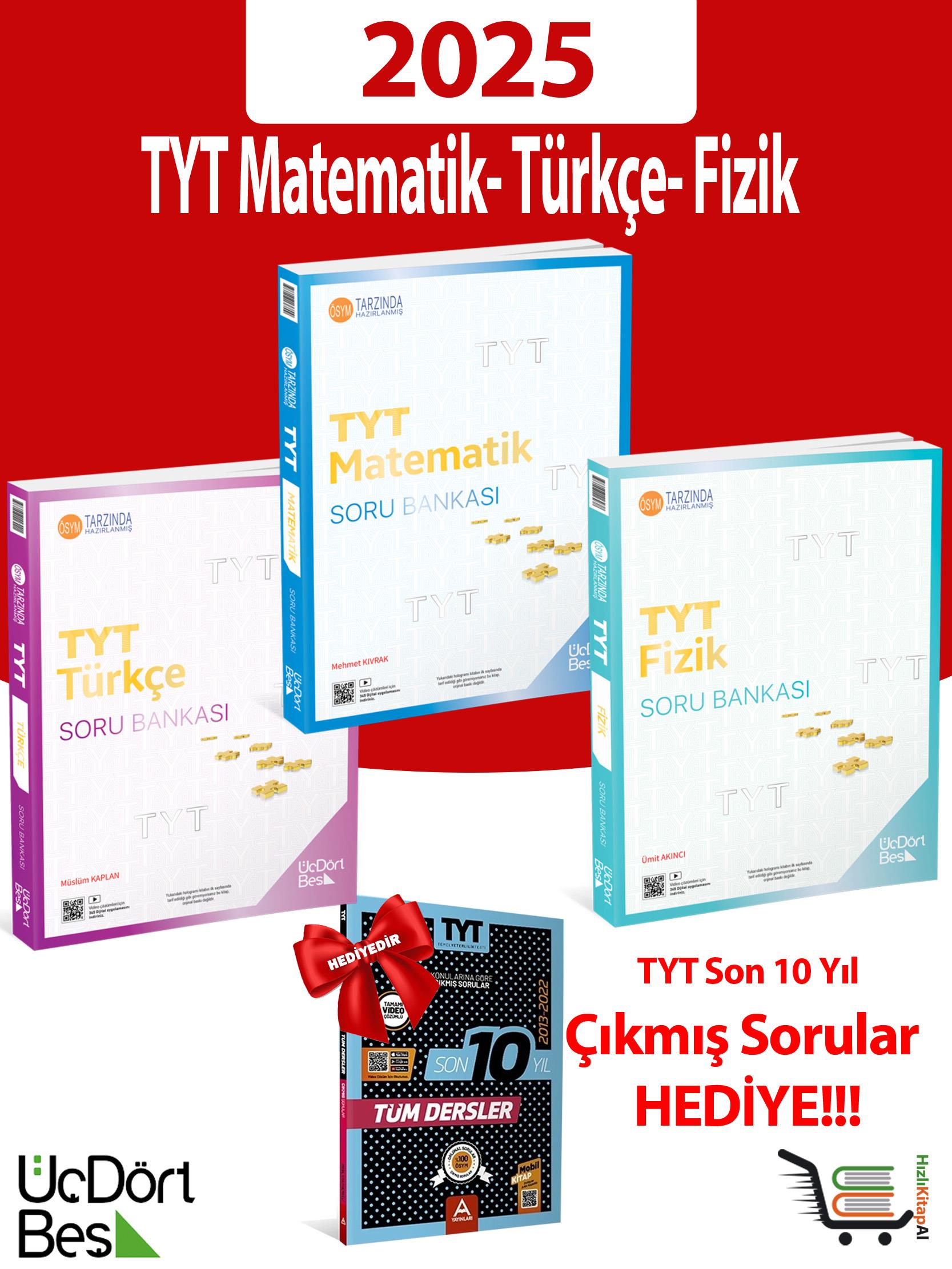 345-2025 Model TYT Matematik-Türkçe-Fizik Soru Bankası Çıkmış Sorular Hediyeli!