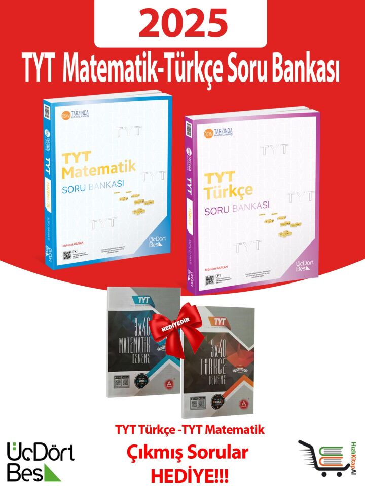 345-2025 Model TYT Matematik-Türkçe Soru Bankası Çıkmış Sorular Hediyeli!