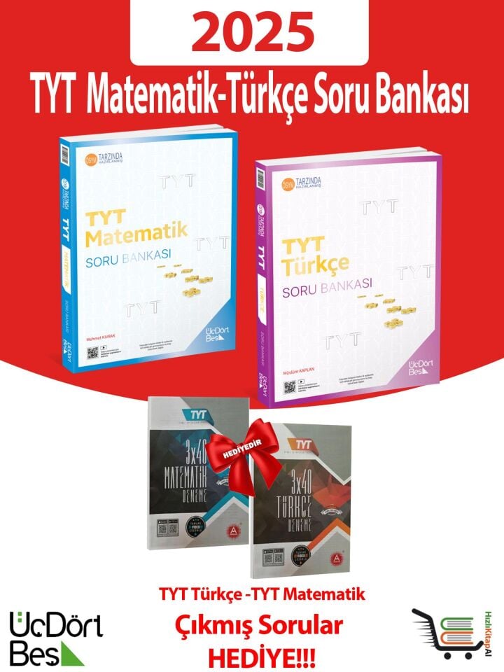 345-2025 Model TYT Matematik-Türkçe Soru Bankası Çıkmış Sorular Hediyeli!