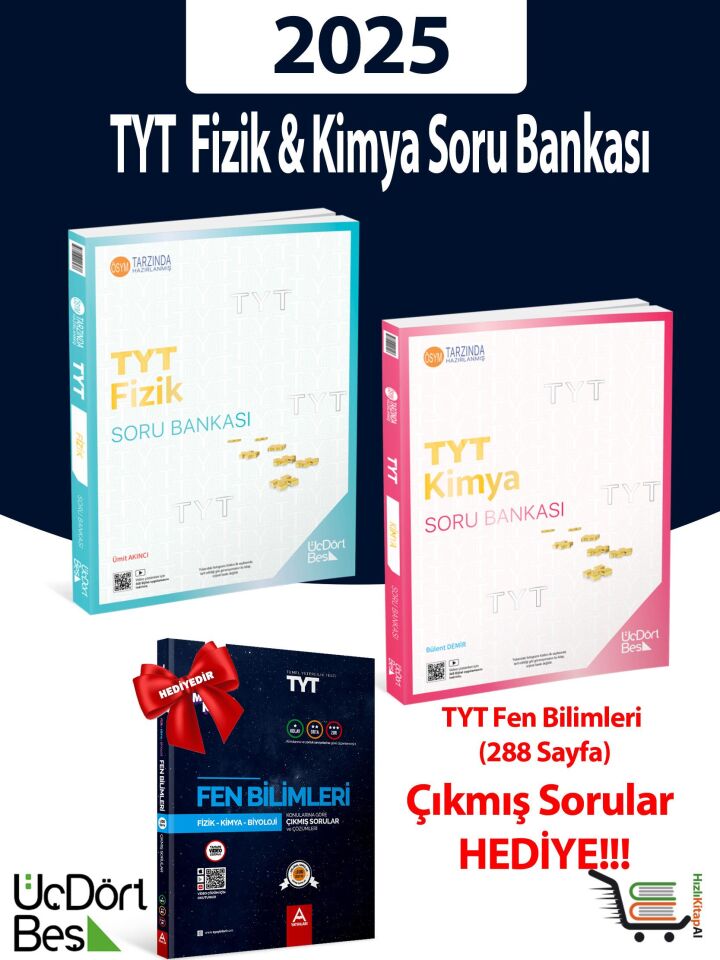 345-2025 Model TYT Fizik-Kimya Soru Bankası Çıkmış Sorular Hediyeli!