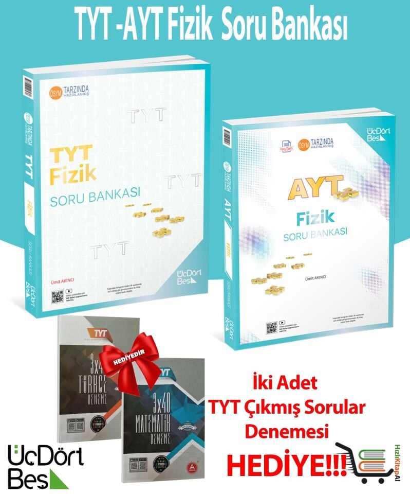 345 TYT-AYT Fizik Soru Bankası Güncel Model + Hediye Denemeler