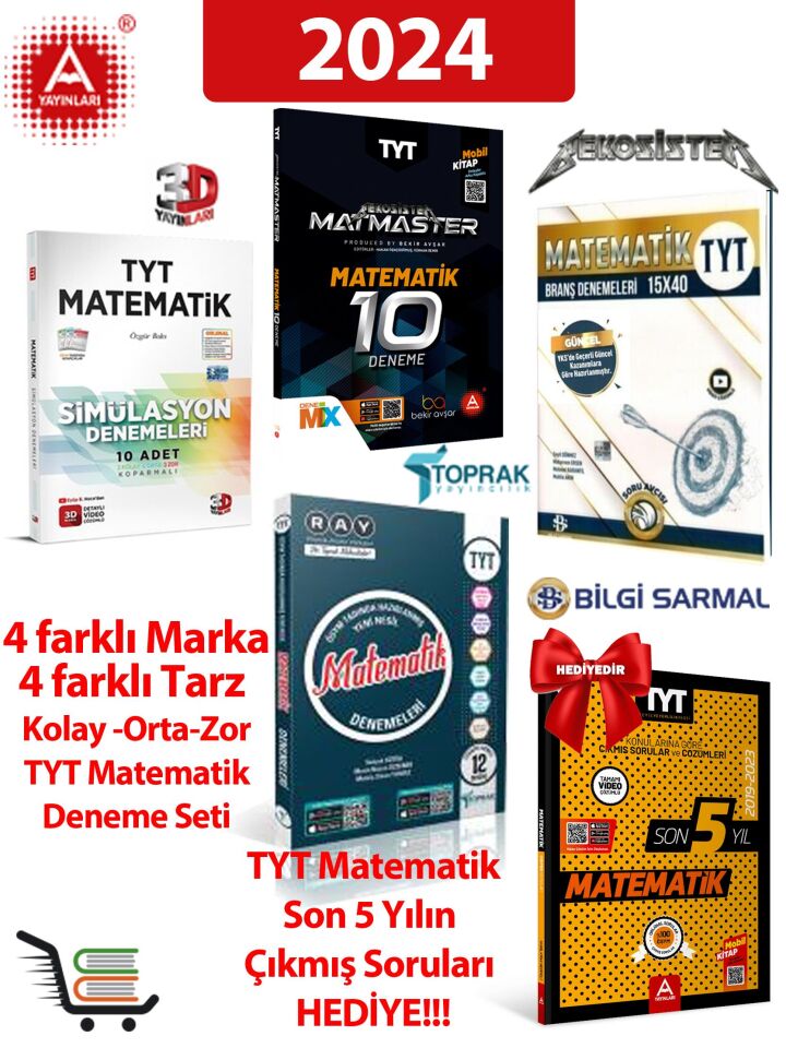 TYT Matematik Deneme Seti Kolay-Orta-Zor TYT Matematik Çıkmış Sorular Hediyeli!