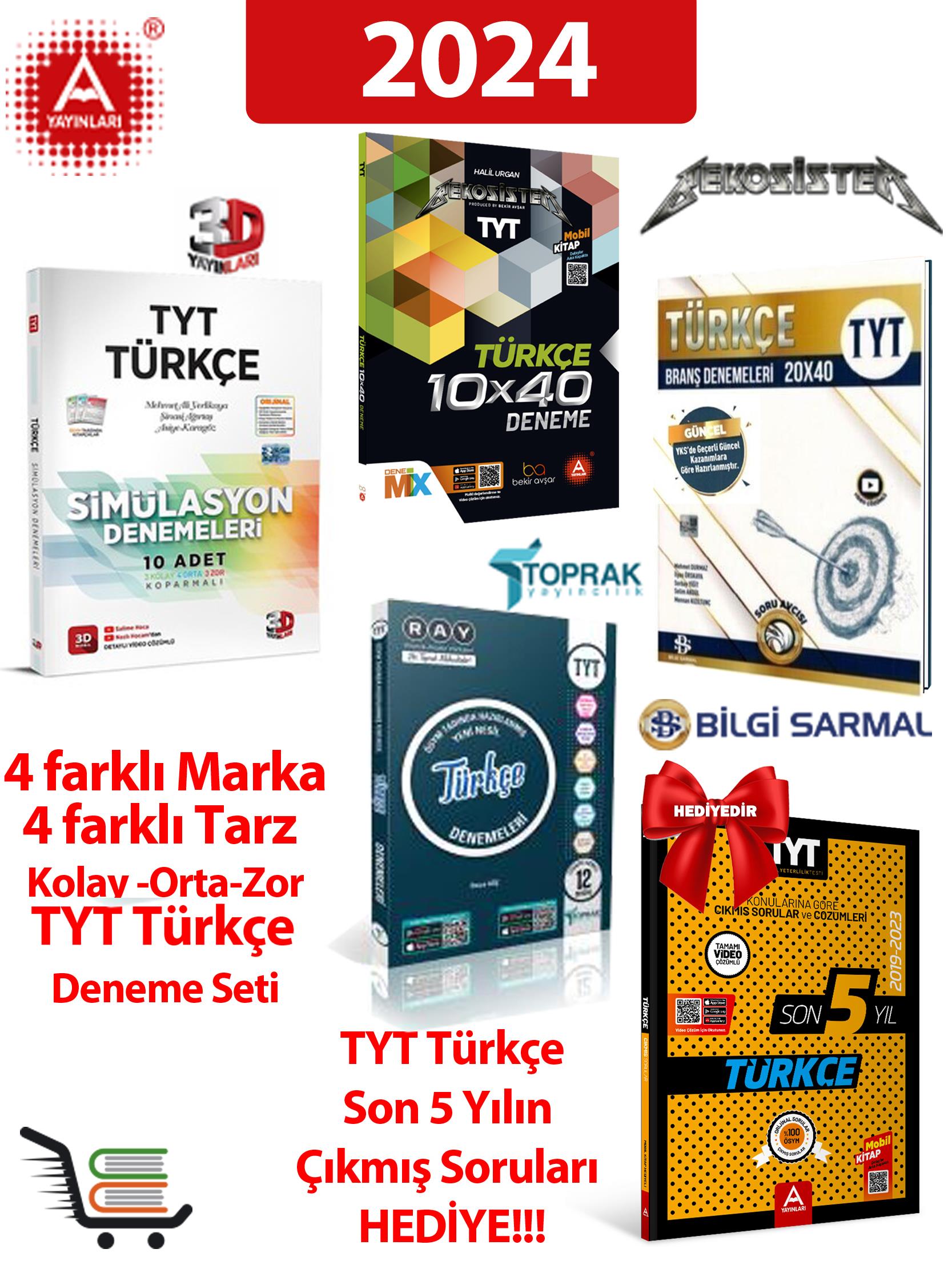 TYT Türkçe Deneme Seti Kolay-Orta-Zor TYT Türkçe Çıkmış Sorular Hediyeli!