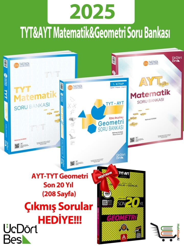 345-2025 Model TYT-AYT Matematik&Geometri Soru Bankası Çıkmış Sorular Hediyeli!